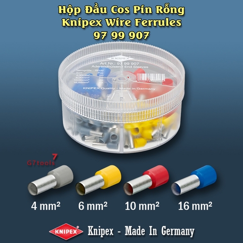 Hộp Đầu cos Pin Rỗng Knipex Wire Ferrules 97 99 907
