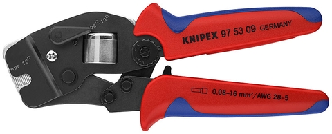 Kìm Bấm Cos Knipex 97 53 09 Ép Cos Pin Rỗng 0.08 - 10 / 16 mm² từ ngàm trước