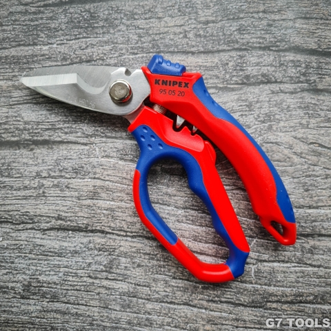 Kéo Thợ Điện Đầu Gù 45⁰ Knipex 95 05 20 SB Lưỡi Cắt 56HRC & Bấm Cos Pin Rỗng