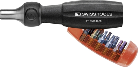 PB Swiss Tools 6510.R-30 Tua Vít Đảo Chiều Gồm 10 Mũi Bits