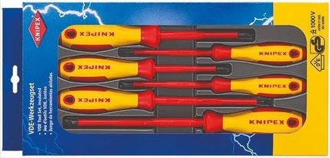 Bộ Tua Vít 6 Chiếc Knipex 00 20 12 V01 VDE Mũi Dẹp Slotted / Bốn Cạnh Phillips