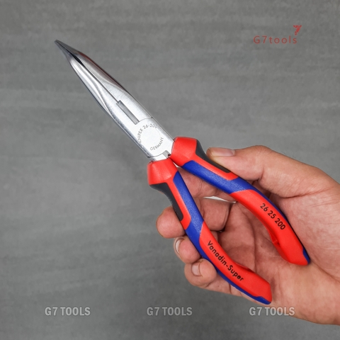 Kìm Mũi Nhọn Knipex 26 25 200 Cong 40°, Lưỡi Cắt 61 HRC Chiều dài 200mm Mạ chrome