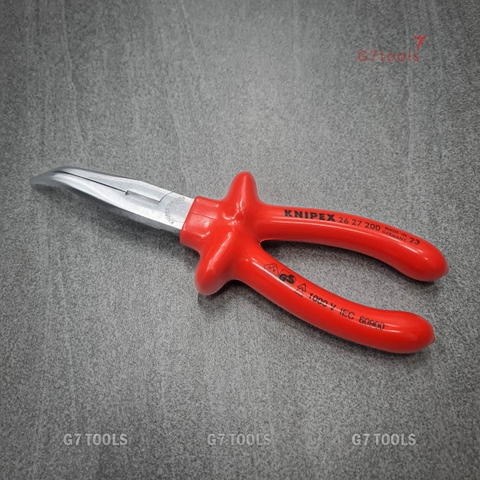 Kìm Mũi Nhọn Đàn Hồi Cong 40° Knipex 26 27 200 Cách Điện 1000 Volt Cán Đúc