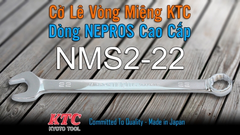 Cờ Lê Tròng Miệng KTC Nepros NMS2-22 Size 22mm – Tráng Gương Dòng Cao Cấp, Chống Trượt Nhật Bản