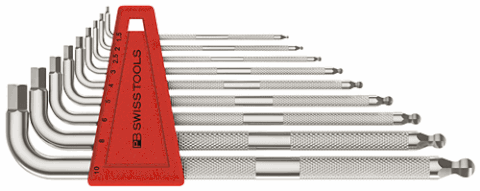 Bộ Lục Giác PB Swiss Tools Knurled Đầu Bi 9 Cây 1.5-10mm