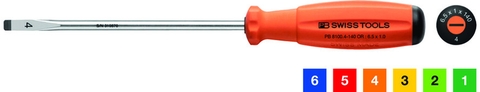 Tua Vít SwissGrip Mũi Dẹp 6.5mm Dài 245mm PB 8100.4-140 OR_Màu Cam
