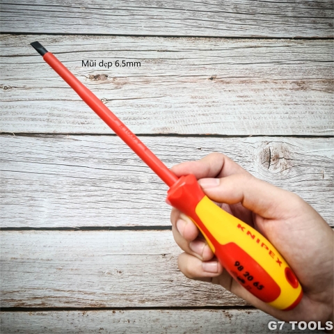 Tua Vít Knipex 98 20 65 Mũi Dẹp 6.5mm Cách Điện 1000 Volt