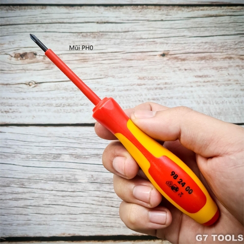 Knipex 98 24 00 - Tua Vít PH0 Cách Điện 1000 Volt Dài 60/ 162mm