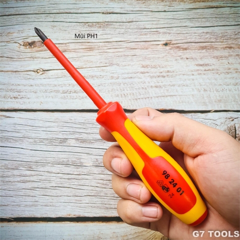 Knipex 98 24 01 - Tua Vít PH1 Cách Điện 1000 Volt Dài 80/ 187mm