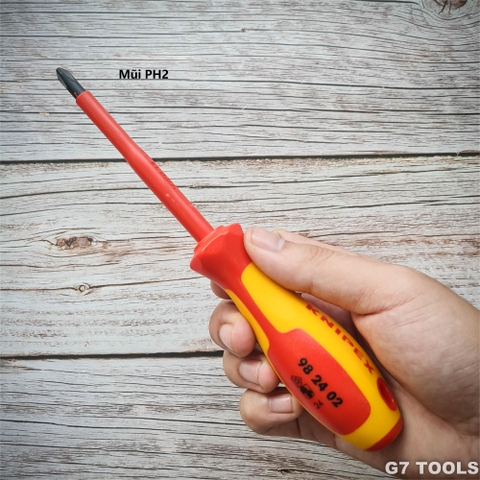 Knipex 98 24 02 - Tua Vít PH2 Cách Điện 1000 Volt Dài 100/ 212mm