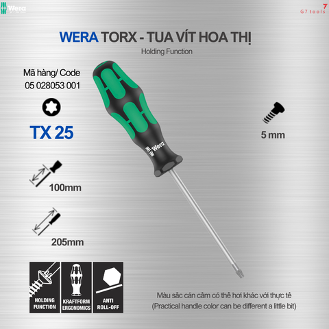Wera Tua Vít Hoa Thị Torx T25 Dòng 367 - Mã Sản Phẩm 028053