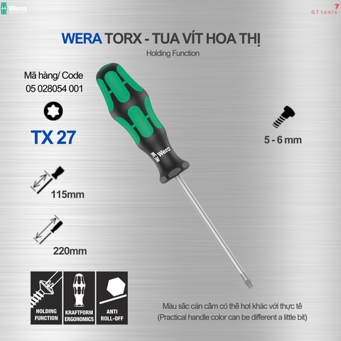 Wera Tua Vít Hoa Thị Torx T27 Dòng 367 - Mã Sản Phẩm 028054