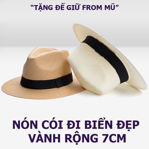 Mũ rơm, nón rơm đi biển vành rộng 7cm MP011