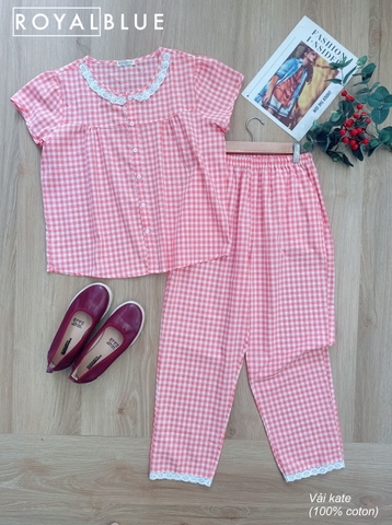 Bộ ngố kare viền ren xinh, karo cam dâu