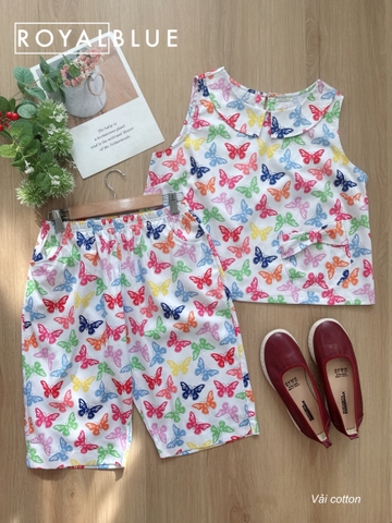 Lửng cổ bèo cotton xinh, bướm sắc màu