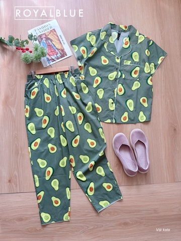 Bộ dài pijama TN kate mềm, bơ xanh