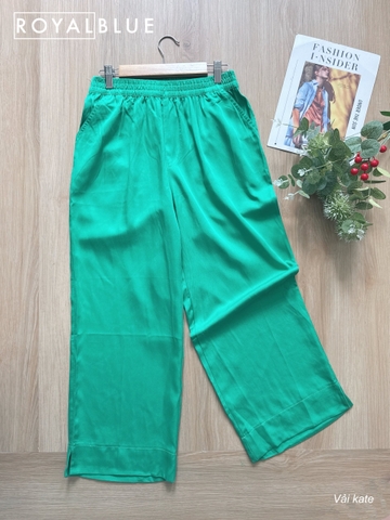 Quần suông ống rộng phong cách dễ thương, linen xanh