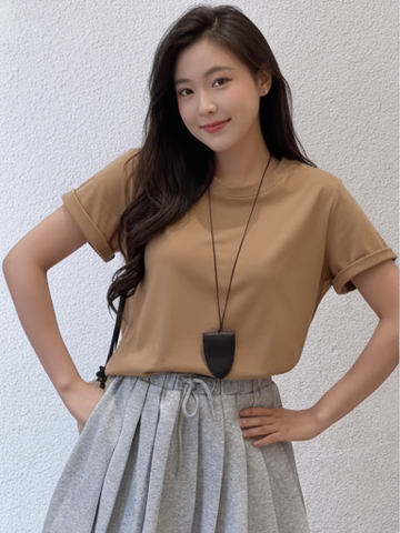 Áo thun cotton 4 chiều, nâu