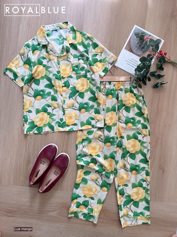 Dài pijama mango, hoa vàng lá xanh