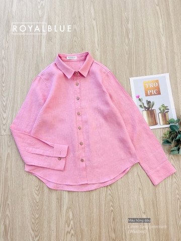 Sơ mi tay dài linen tưng hồng