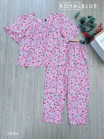 Bộ dài tay lỡ tôn hoa hồng