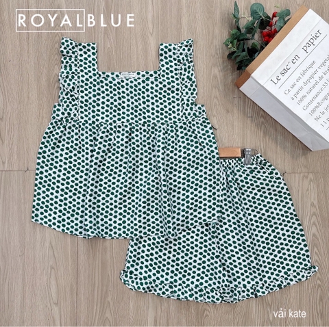 Bộ đùi kate tay cánh tiên bi xanh