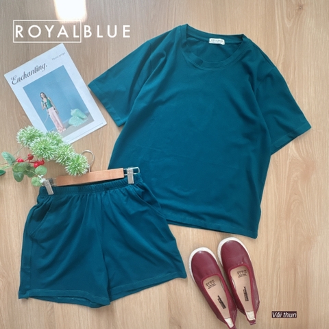 Bộ đùi thun cotton 4 chiều, xanh đậm