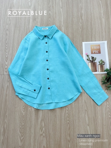 Sơ mi tay dài linen tưng xanh dương