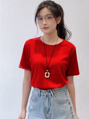 Áo thun cotton 4 chiều, đỏ