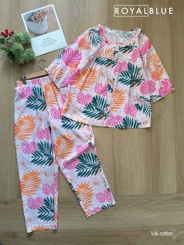 Dài tay lỡ cotton xinh, lá sắc màu