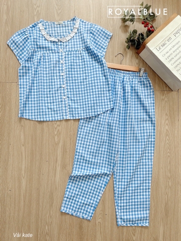 Ngố kate viền ren xanh karo