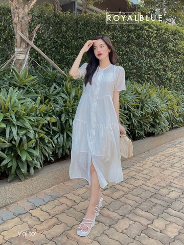 Đầm thiết kế trẻ trung xinh yêu, màu trắng, chất vải tơ cao cấp