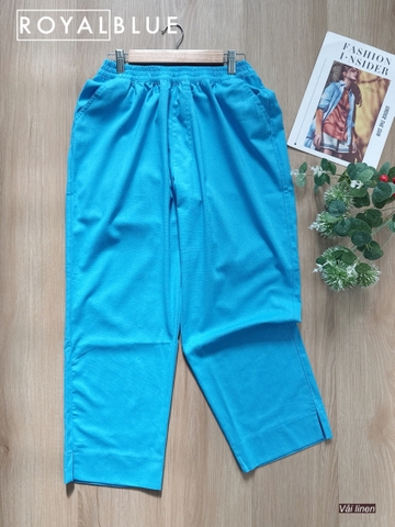 Quần baggy linen xinh xắn, xanh trơn