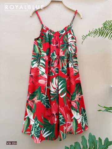 Đầm 2 dây tôn, đỏ lá xanh