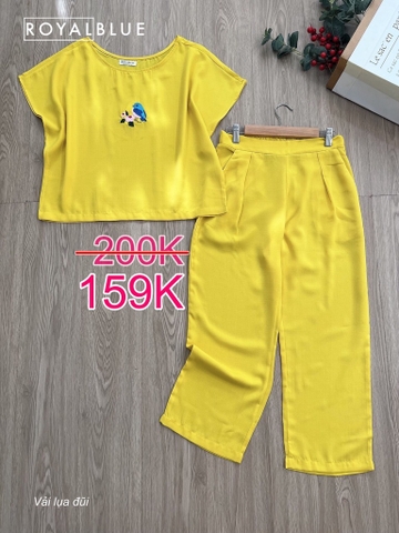 Ngố đũi thêu họa mi màu vàng xinh xắn