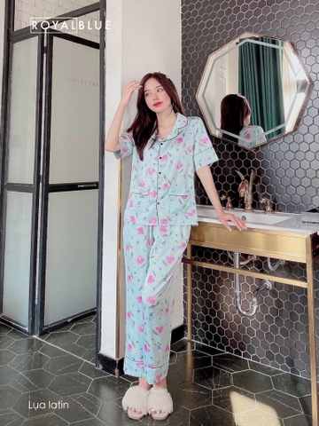 Ngố pijama xanh ngọc hoa