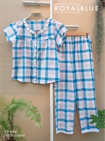 Bộ ngố kare viền ren xinh, karo xanh hồng