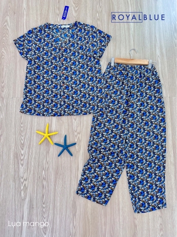 Ngố cổ V xanh biển hoa