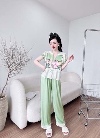 Bộ ngố latin cổ V xanh thú hồng