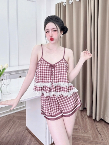 Bộ đùi 2 dây phối ren latin xinh, nâu cafe