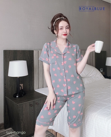 Lửng pijama xám tim hồng