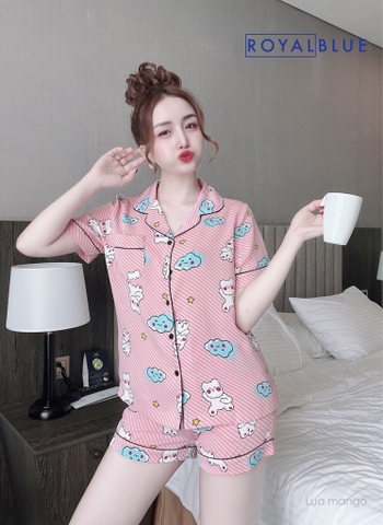 Đùi pijama hồng sọc gấu