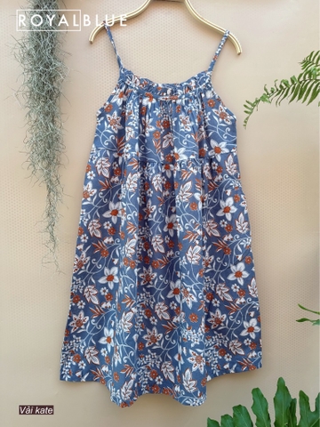 Đầm 2 dây kate, nâu xanh