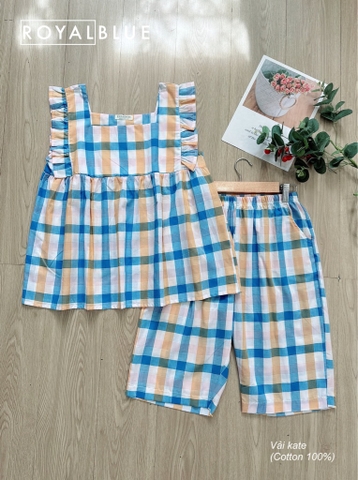 Lửng kate tay cánh tiên cổ vuông, vàng xanh