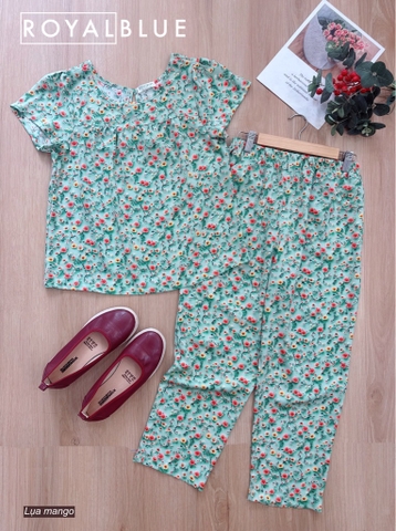 Bộ ngố tay tay con mango, xanh hoa đỏ vàng