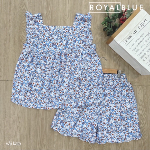 Bộ đùi kate tay cánh tiên hoa nâu xanh