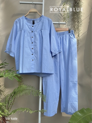 Bộ dài tay lỡ viền cổ xinh, xanh nhuyễn