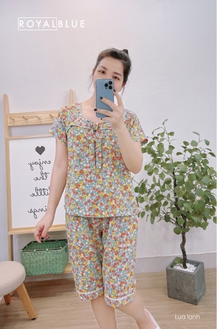 Lửng cổ vuông phối ren tím hoa