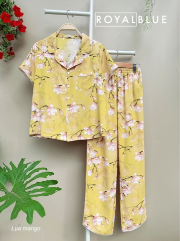 Bộ dài pijama mango, vàng hoa