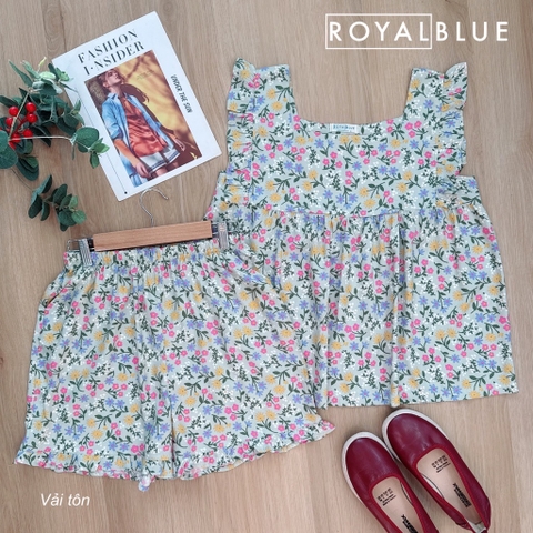 Đùi cổ vuông tay cánh tiên tôn, hoa nhí hồng